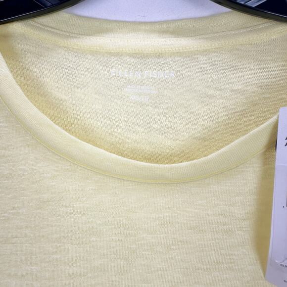 Eileen Fisher Crewneck Short Sleeve Organic Linen Tee Shirt Citrus XXS NWT - Picture 6 of 9